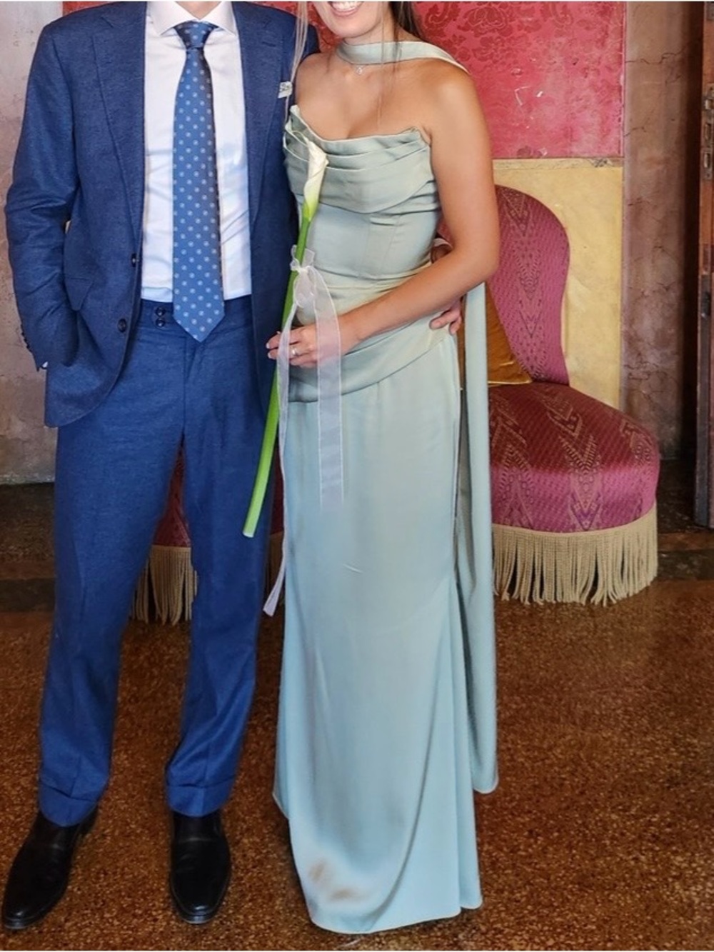 3 PIECE Azazie Sorrel in Dusty Sage Green mermaid strapless stretch satin